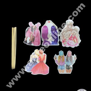 Cake Decor 5 pcs New Design Friendship And Mother Daughter Theme Paper Topper For Cake And Cupcake