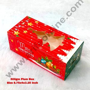 CAKE DECORβ’ Christmas Theme Plum Cake Box Tree Cutout Window, Plum Carriers - Big (10 Pcs Pack) 500 g