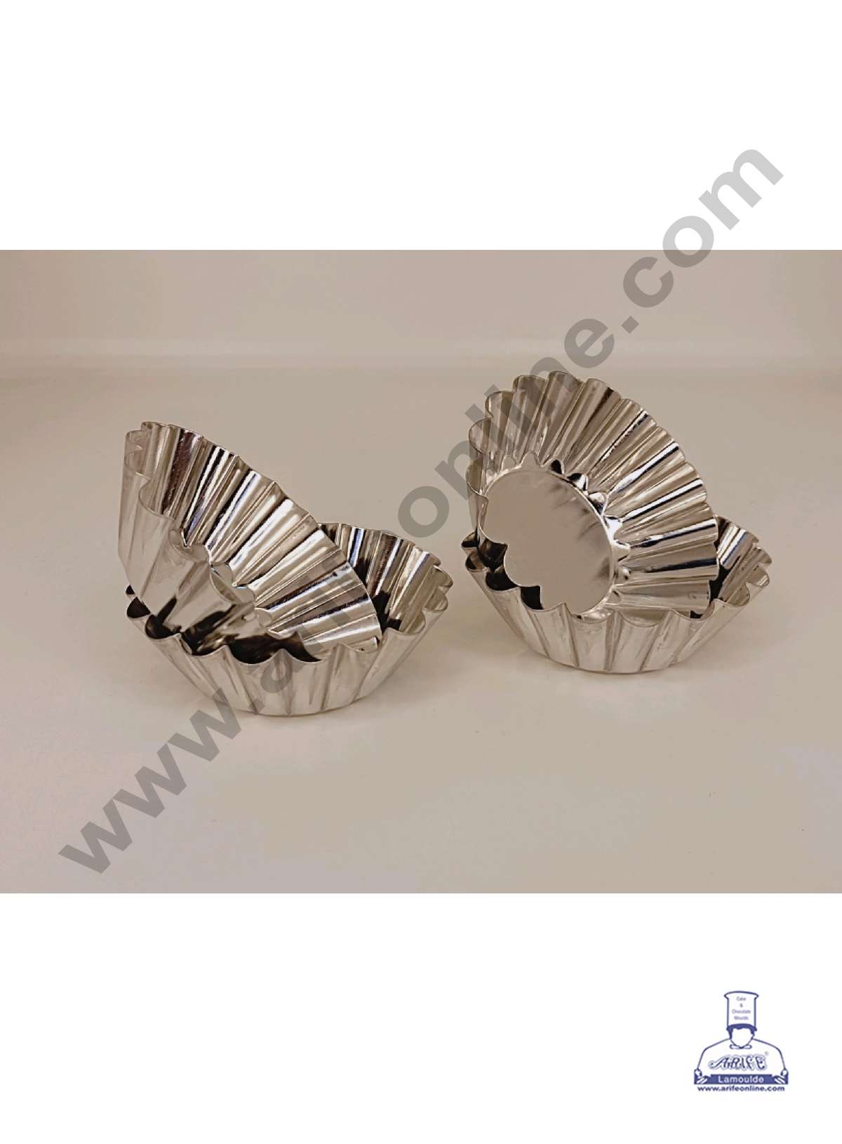 CAKE DECOR™ 4 Piece Stainless Steel Egg Tart Mould | Cake Moulds | Mini Pie Cupcake Cooking Tools Kitchen Accessories ( SBEgg-Tart-10 )