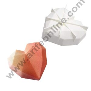 Cake Decor Silicon 3D Heavy Diamond Heart Cake Mould Entremet Mold Mousse Pinata Silicon Moulds - White