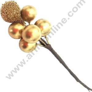 Cake Decor™  1 piece Mini Ball Bunch Artificial Flower For Cake Decoration – Gold