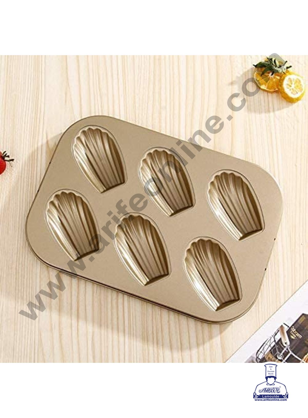 Cake Decor™ Non Stick 6 Cavity Heavy Golden Madeleine Mould – Premium Bakeware for Perfect Madeleines