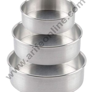 Cake Decor Round Shape Aluminum 3 in 1 Cake Mould Set of 3