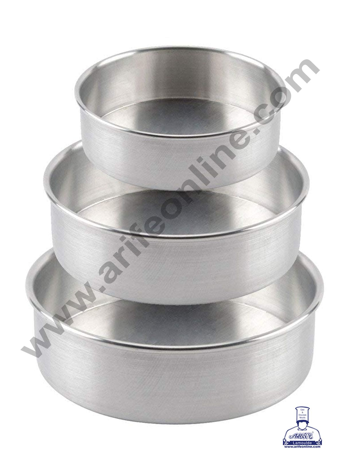 Cake Decor Round Shape Aluminum 3 in 1 Cake Mould Set of 3