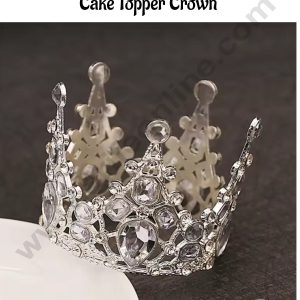 CAKE DECORβ’ Silver Mini Crystal Gem Tiara Cake Topper Crown - SBCR-72-08-S