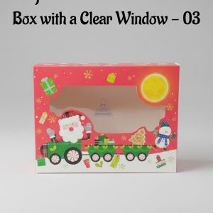 Large Christmas Themed Goodie Box with a Clear Window - 03 | 25 x 18 x 8 cm | 1 Piece - CAKE DECOR™