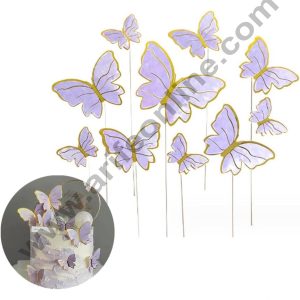 CAKE DECORβ’ 10 Pcs Imported Purple Butterfly Paper Topper for Cake & Cupcake Decoration (SBMT-PT-IMP-013)