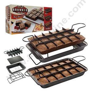 Cake Decor Non Stick 3 Set Brownie Pan Cake Mold Built-in Slice Removable Bottom Cake Pans