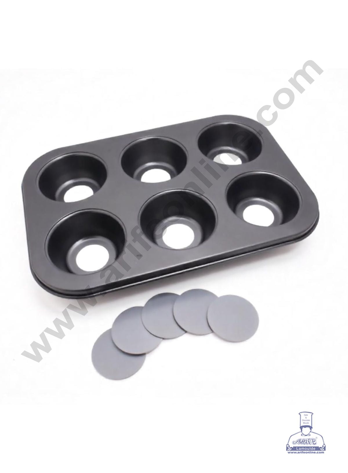 Non-Stick 6 Cavity Loose Bottom Muffin & Cheesecake Mould - CAKE DECOR™