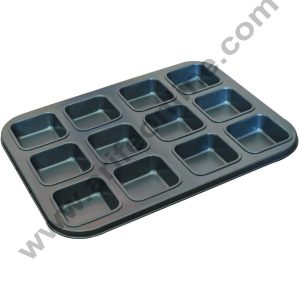 Nonstick Aluminum 12 Cavity Square Muffin & Bar Cookie Pan - CAKE DECORβ’