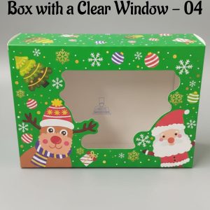 Large Christmas Themed Goodie Box with a Clear Window - 04 | 25 x 18 x 8 cm | 1 Piece - CAKE DECOR™