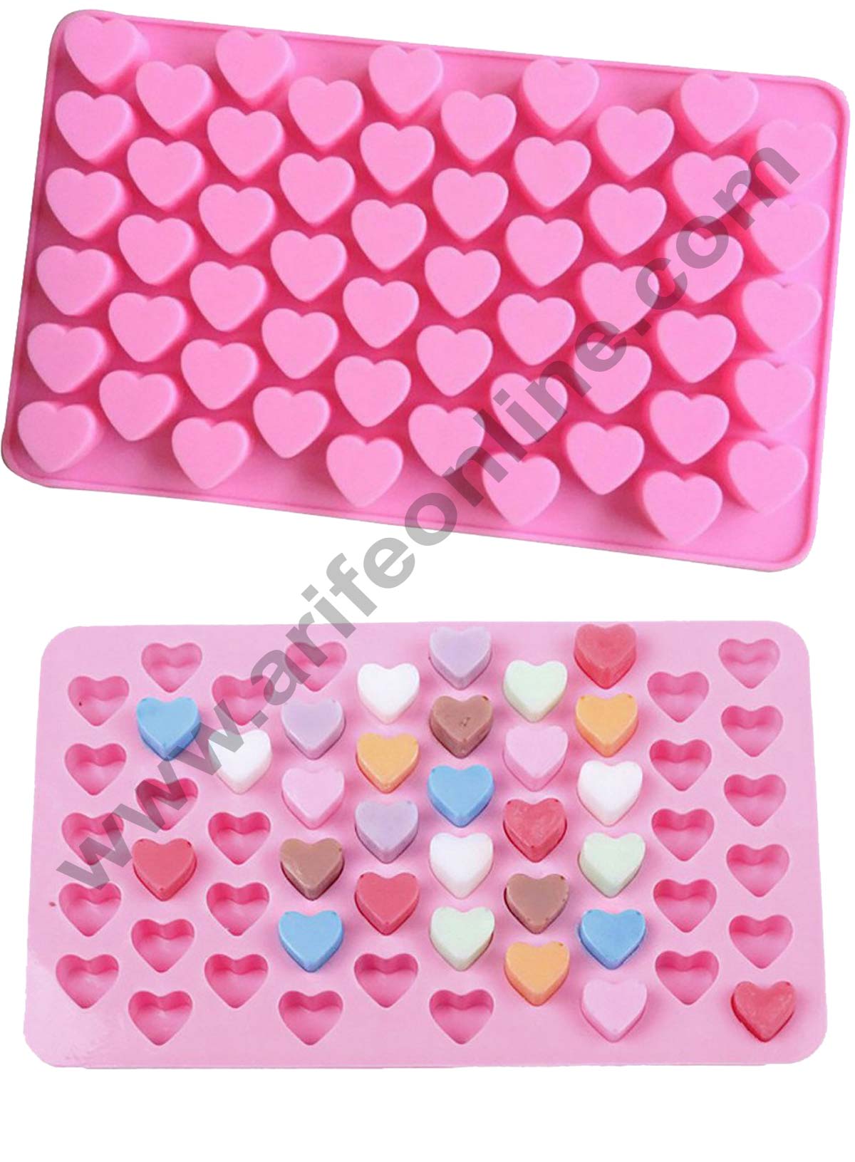 Cake Decor Silicon 55 Cavity Mini Heart Brown Chocolate Mould, Ice Mould, Chocolate Decorating Mould