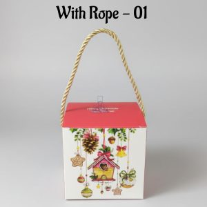 Christmas Chocolate Goodie Box With Rope - 01 | 10 x 10 x 10 cm | 1 Piece - CAKE DECORβ’