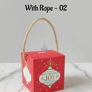Christmas Chocolate Goodie Box With Rope - 02 | 10 x 10 x 10 cm | 1 Piece - CAKE DECORβ’