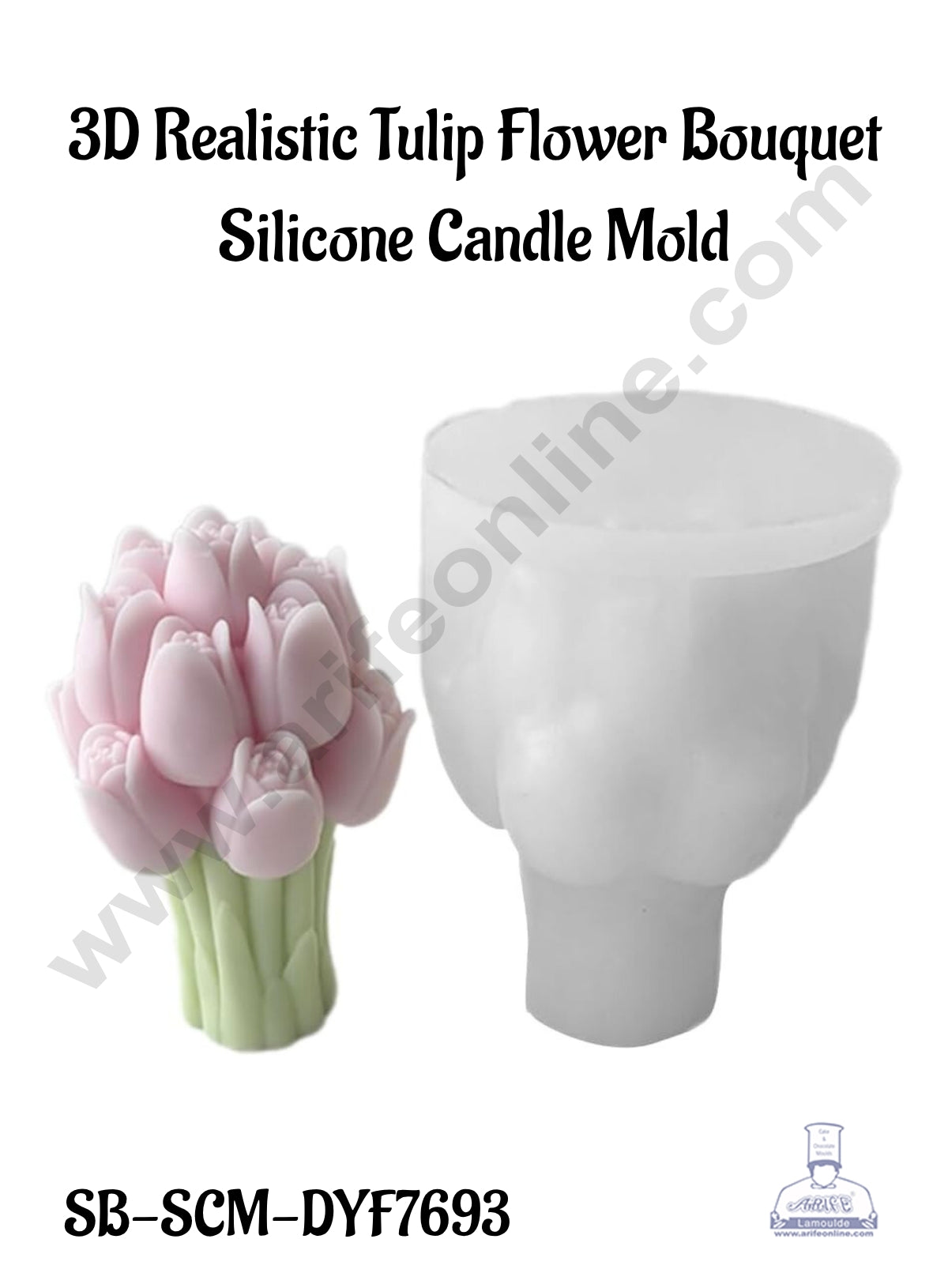 CAKE DECOR™ 3D Realistic Tulip Flower Bouquet Silicone Candle Mold│SB-SCM-DYF7693│