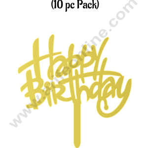 CAKE DECORβ’ 3 Inch 10 pcs Golden Acrylic Cake Topper - Happy Birthday ( SBMT-3INCH-06 )