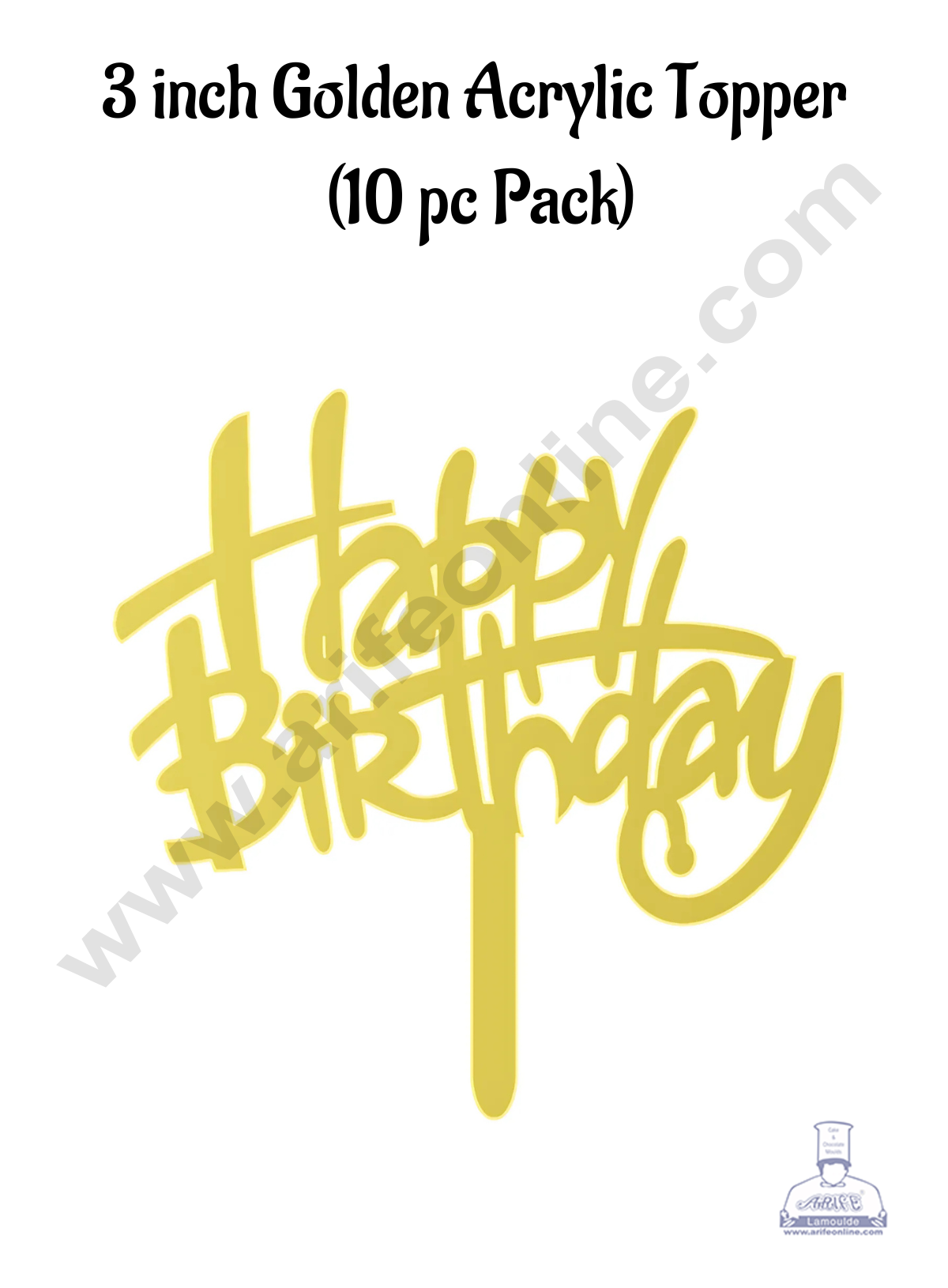 CAKE DECORβ’ 3 Inch 10 pcs Golden Acrylic Cake Topper - Happy Birthday ( SBMT-3INCH-06 )