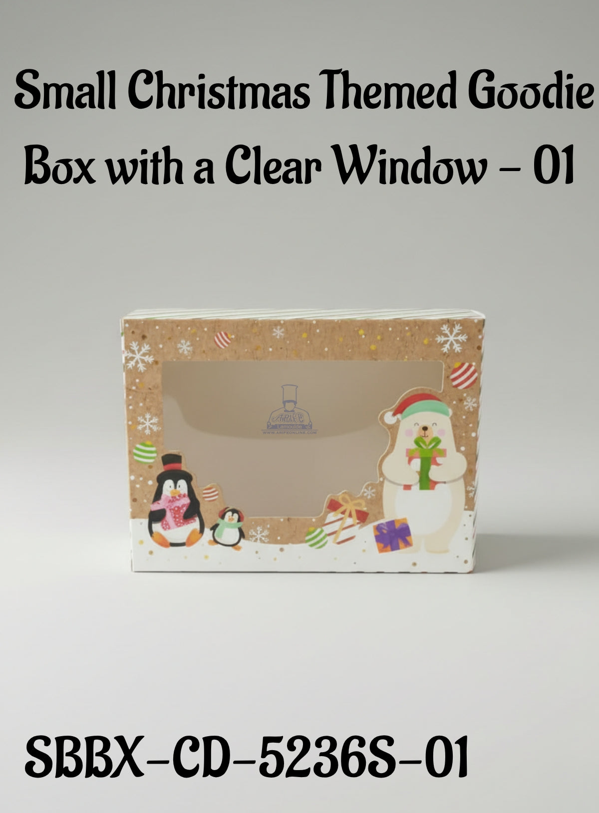 Small Christmas Themed Goodie Box with a Clear Window - 01 | 20 x 15 x 6 cm | 1 Piece - CAKE DECORβ’