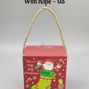 Christmas Chocolate Goodie Box With Rope - 03 | 10 x 10 x 10 cm | 1 Piece - CAKE DECORβ’