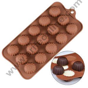 Cake Decor 15 Cavity Round Frill Shape Chocolate Silicone Chocolate Mould