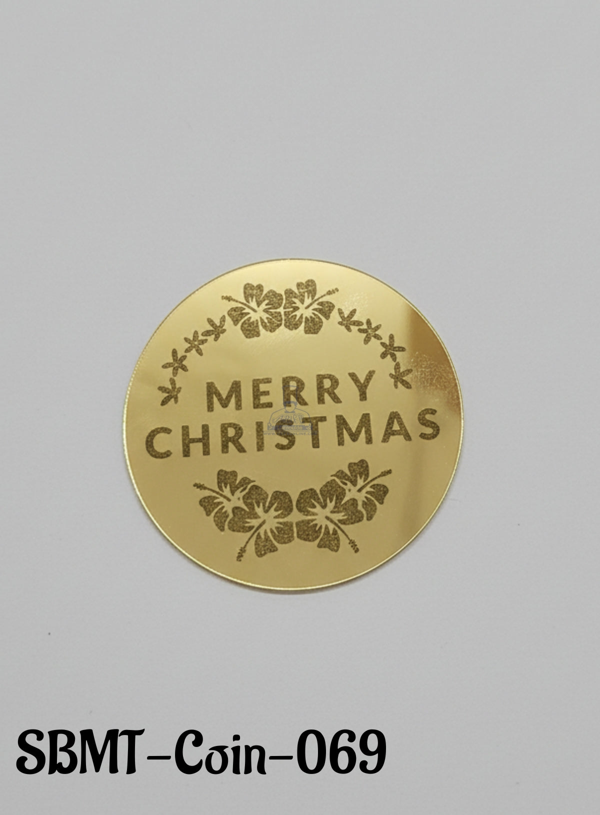 CAKE DECOR™ Acrylic Merry Christmas Coin Topper for Cake and Cupcakes ( SBMT-Coin-069)| 1 Piece |