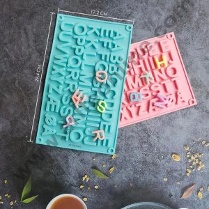 Cake Decor 51-Cavity Double A to Z Alphabets Shape Silicone Brown Chocolate Moulds