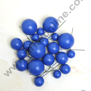 CAKE DECOR™ Matte Navy Blue Faux Ball Topper For Cake and Cupcake Decoration - 20 pcs Pack