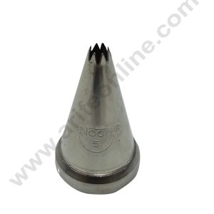 CAKE DECOR™ Small Noor Nozzle - No. 5 Open Star Piping Nozzle with Collar Ring