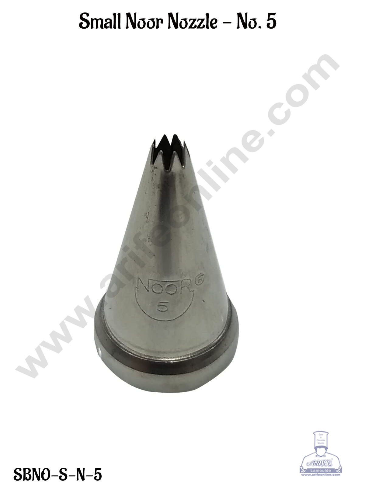 CAKE DECORβ’ Small Noor Nozzle - No. 5 Open Star Piping Nozzle with Collar Ring