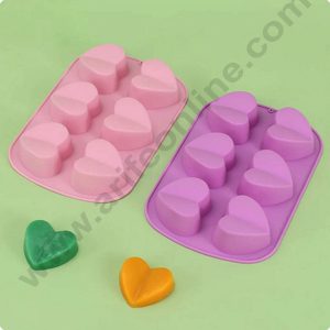 CAKE DECORβ’ 6 Cavity Fancy Heart Shape Silicone Chocolate Mould Tray | Soap, Candle and Muffin Mould