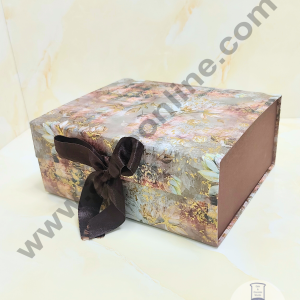 CAKE DECOR™ Floral Brown Folding Hard Hamper Box | Gift Box | Present Box - 1 Pc