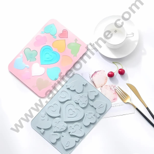 CAKE DECORβ’ 13 Cavity Heart Shaped Silicone moulds for Chocolate, Jelly Desserts (SBSM-LBM237)