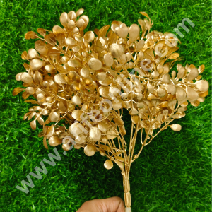 CAKE DECOR™ Artificial Gold Coated Eucalyptus Leaf Bush Decorative Item For Cake Decoration- 1 Stick (SBAGB-55-4A)