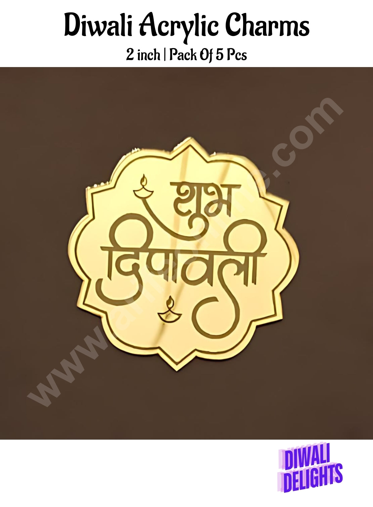 Cake Decorβ’ Acrylic Happy Diwali Charms For Hampers Cake and Cupcakes Toppers ( SBMT-DCharms-005 )