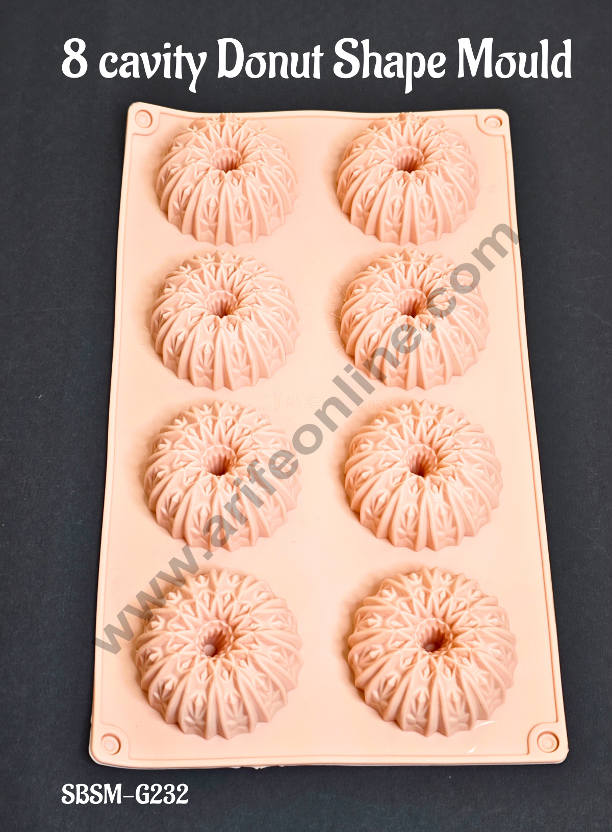 CAKE DECORβ’ 8 cavity Donut Shape With Intricate Design Silicone Mould 7 X 2 cm | Muffin Mould