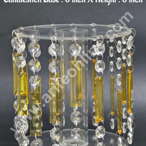 CAKE DECOR™   Acrylic Round Spacer with Yellow Candlestick  6 Inch Base & 6 Inch Height For Cake and Cupcake Decoration