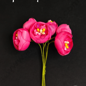 CAKE DECORβ’ Small Peony Artificial Flower Bunch For Cake Decoration β Dark Pink ( 6 pc pack )