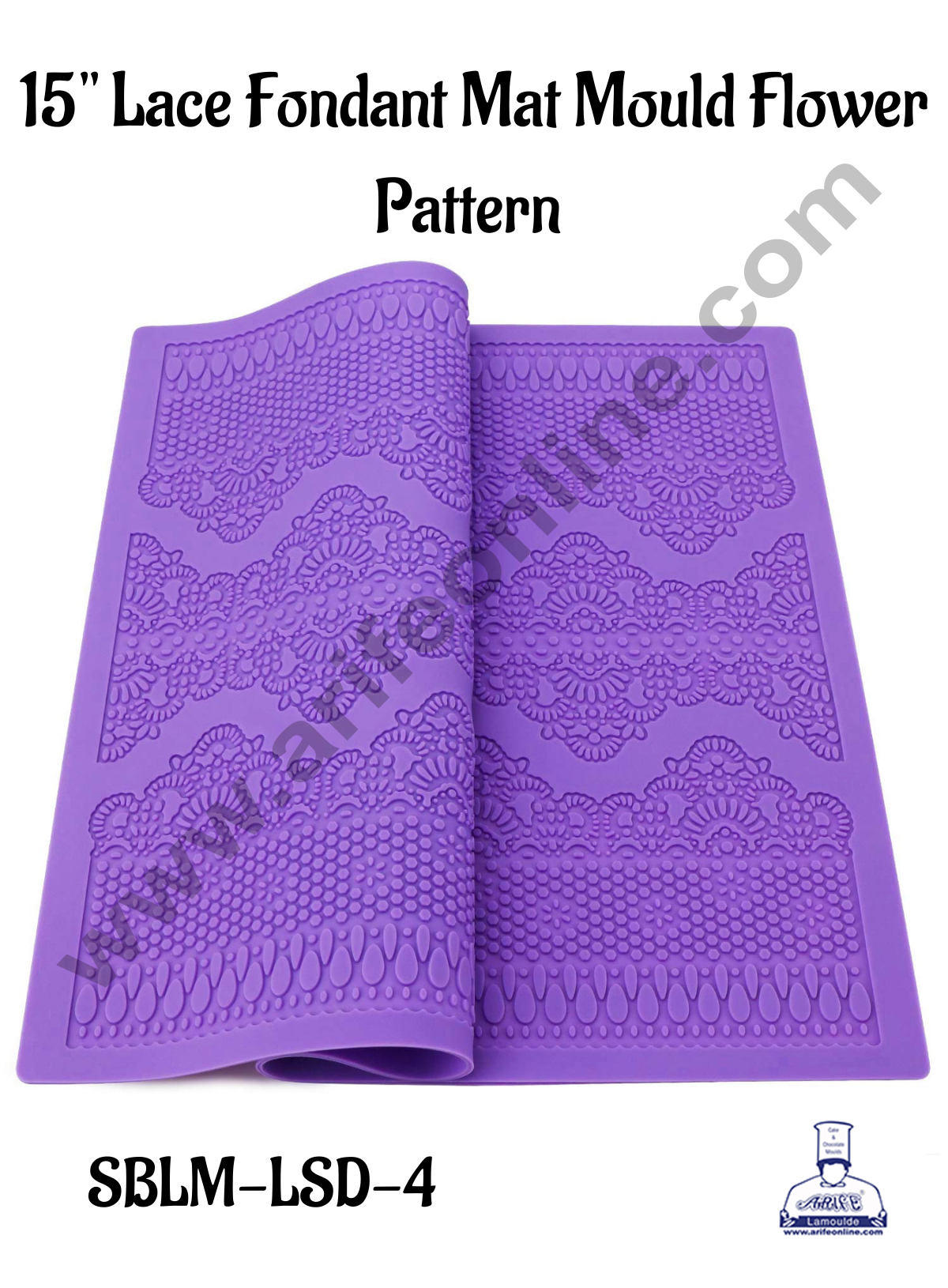 Cake Decor Silicone Cake Border 15" Lace Fondant Mat Mould Flower Pattern Cake Decorating Tools Baking Mat