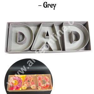 Elegant Fathers Day DAD Monogram Flower Gift Box with Transparent Lid (Grey) - CAKE DECOR™