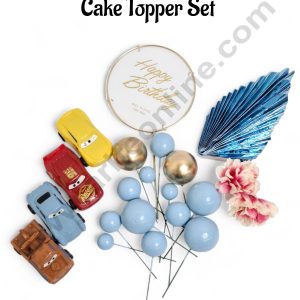 Car Theme Happy Birthday Cake Topper Set - CAKE DECOR™