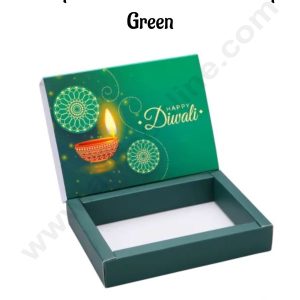 6 Cavity Diwali Sliding Hamper Box Without Cavity - Green (1 Piece Pack) - CAKE DECOR™