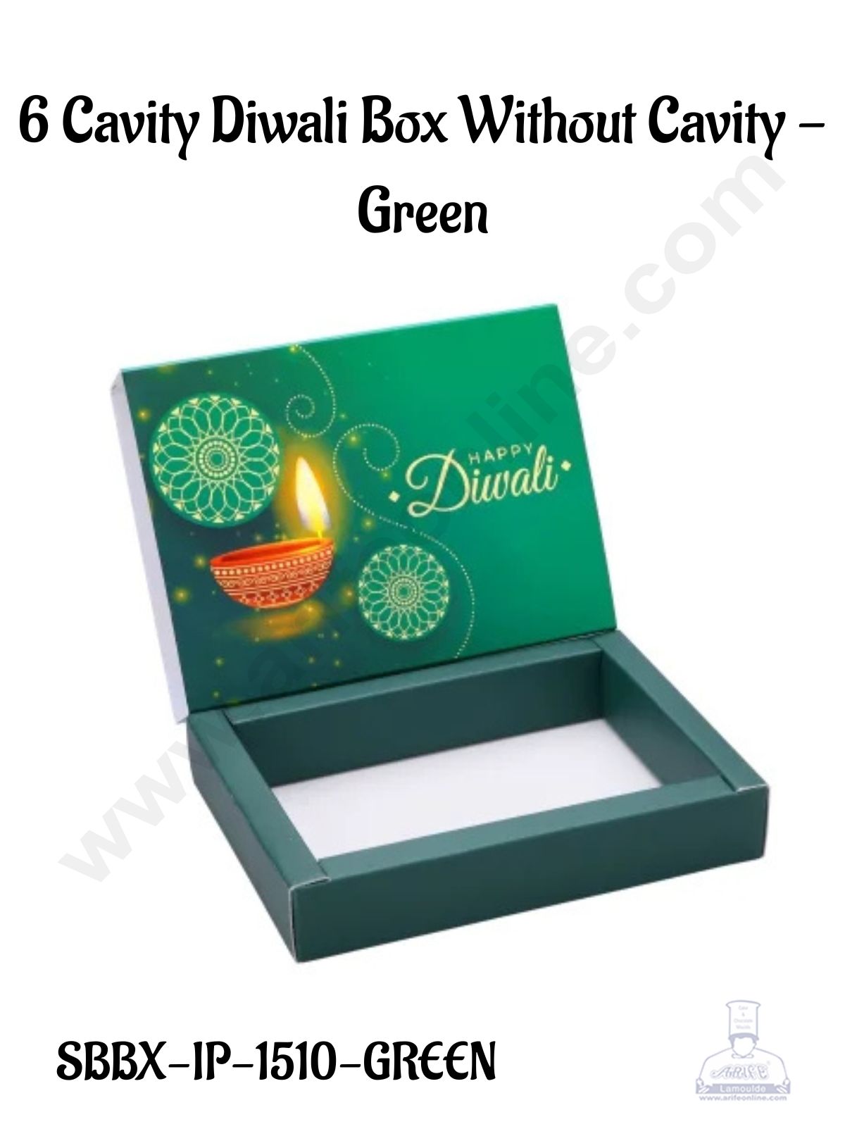6 Cavity Diwali Sliding Hamper Box Without Cavity - Green (1 Piece Pack) - CAKE DECOR™