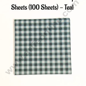 Printed Parchment Paper | Bento Box Liner | Grease Proof Paper | Wrap Paper -Teal Checks/Plaid Print (100 Sheets) CAKE DECOR™