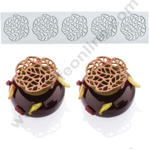 CAKE DECORβ’ 5 Cavity Leaf Flower Cutout Silicone Lace Mould, Cake Decorative Silicone Lace Mat Cake Baking Mat (SBSM-JSC3863)