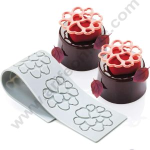 CAKE DECORβ’ 5 Cavity Mini Heart Shape Cutout Silicone Lace Mould, Cake Decorative Silicone Lace Mat Cake Baking Mat (SBSM-JSC3864)