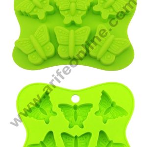 Cake Decor Silicon 6 Cavity Butterfly Shape Design Chocolate Mould Ice, Jelly Candy Mould