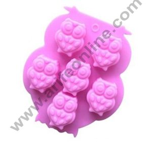 Cake Decor Silicon 6 Cavity Owl Shape Design Chocolate Mould Ice, Jelly Candy Mould