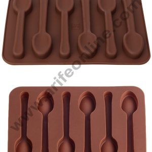 Cake Decor Silicon 6 Cavity Small Spoon Shape Design Chocolate Mould Ice, Jelly Candy Mould