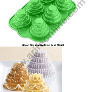 Cake Decor 6 cavity 4 tier Mini Wedding cake Silicon Moulds Muffin Mould