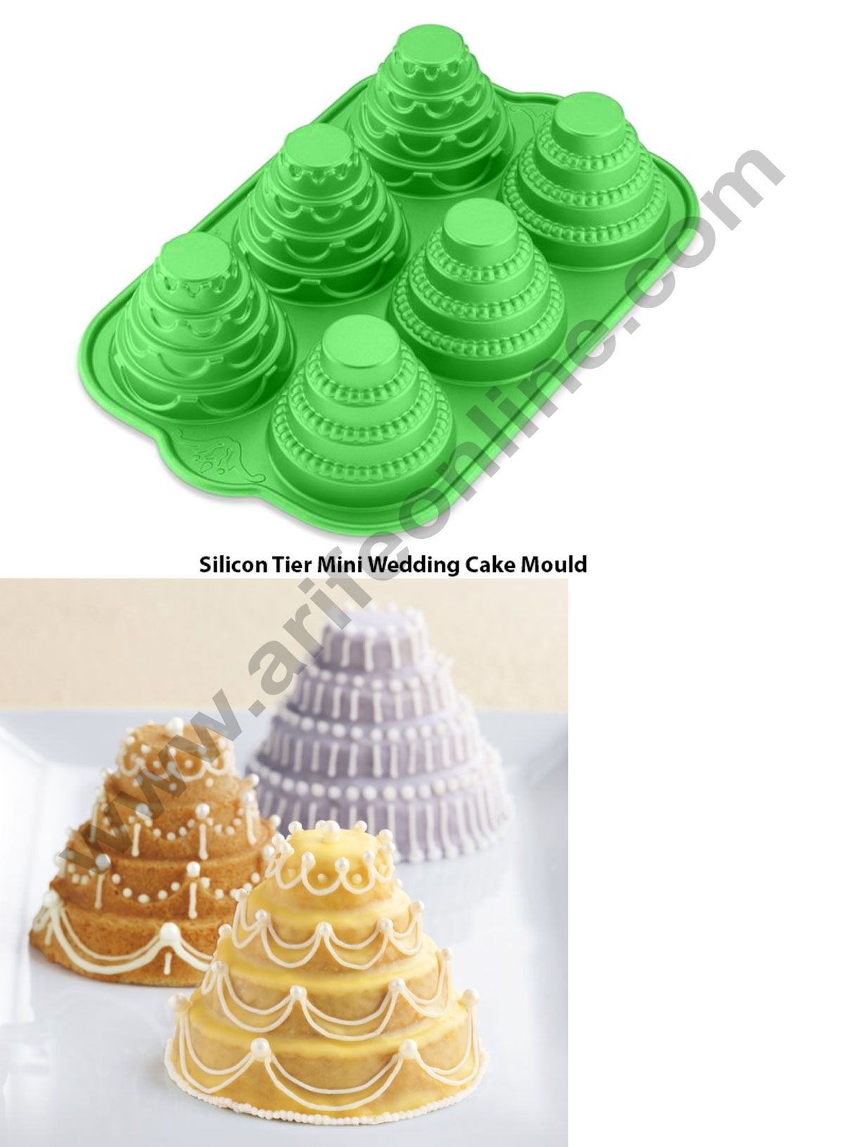Cake Decor 6 cavity 4 tier Mini Wedding cake Silicon Moulds Muffin Mould